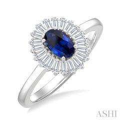 ASHI Gemstone & Halo Diamond Fashion Ring 41865PPFGSPWG