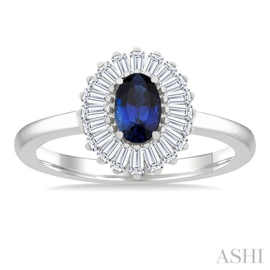 ASHI Gemstone & Halo Diamond Fashion Ring 41865PPFGSPWG