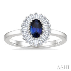 ASHI Gemstone & Halo Diamond Fashion Ring 41865PPFGSPWG