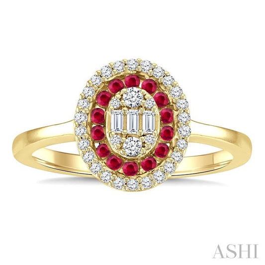 ASHI Oval Shape Gemstone & Diamond Fusion Ring 41876PPFGRBYG-OV