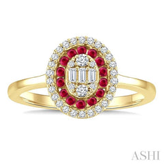 ASHI Oval Shape Gemstone & Diamond Fusion Ring 41876PPFGRBYG-OV
