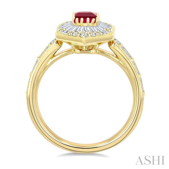 ASHI Emerald Shape Art Deco Gemstone & Diamond Fashion Ring 41881PPFGRBYG