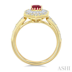 ASHI Emerald Shape Art Deco Gemstone & Diamond Fashion Ring 41881PPFGRBYG