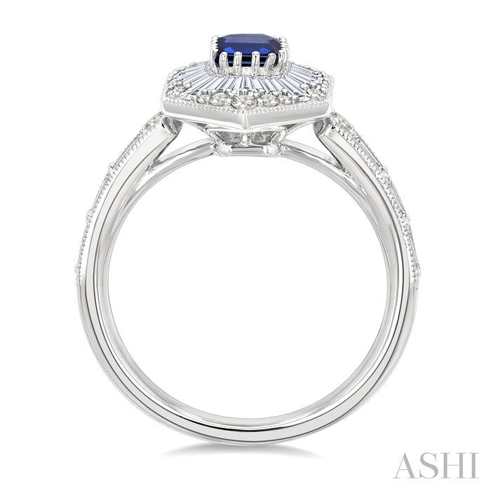 ASHI Emerald Shape Art Deco Gemstone & Diamond Fashion Ring 41881PPFGSPWG