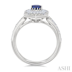 ASHI Emerald Shape Art Deco Gemstone & Diamond Fashion Ring 41881PPFGSPWG