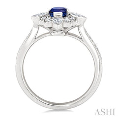 ASHI Emerald Shape Art Deco Gemstone & Diamond Fashion Ring 41893PPFGSPWG