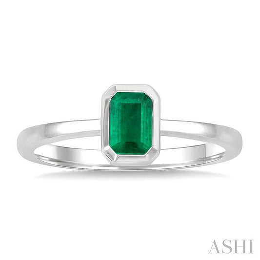 ASHI Emerald Shape Gemstone Solitaire Ring 41909PPF@EMWG-OC
