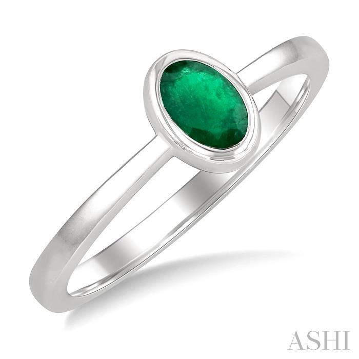 ASHI Oval Shape Gemstone Solitaire Ring 41909PPF@EMWG-OV