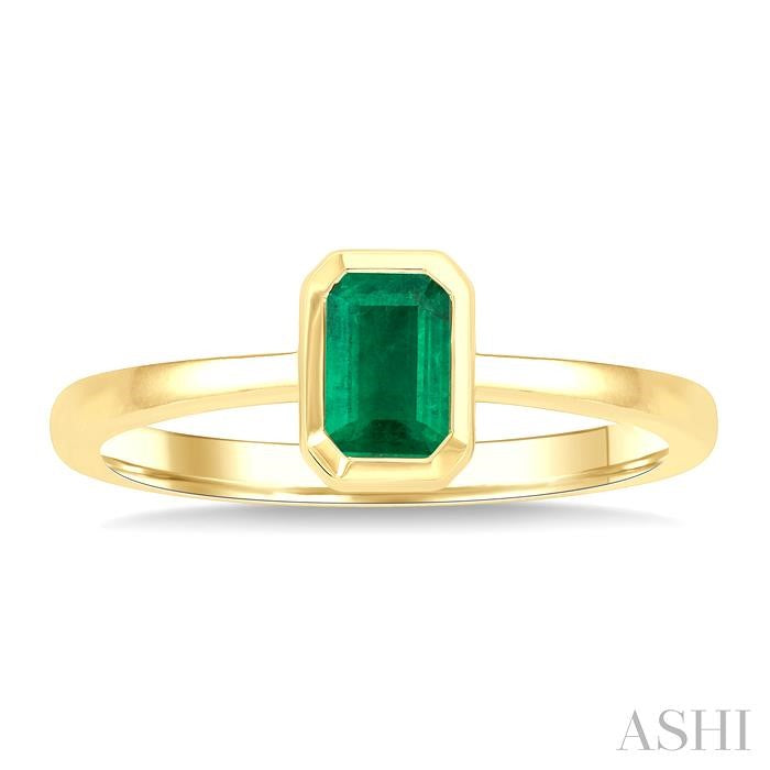 ASHI Emerald Shape Gemstone Solitaire Ring 41909PPF@EMYG-OC