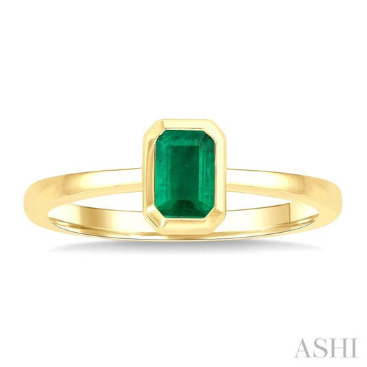 ASHI Emerald Shape Gemstone Solitaire Ring 41909PPF@EMYG-OC