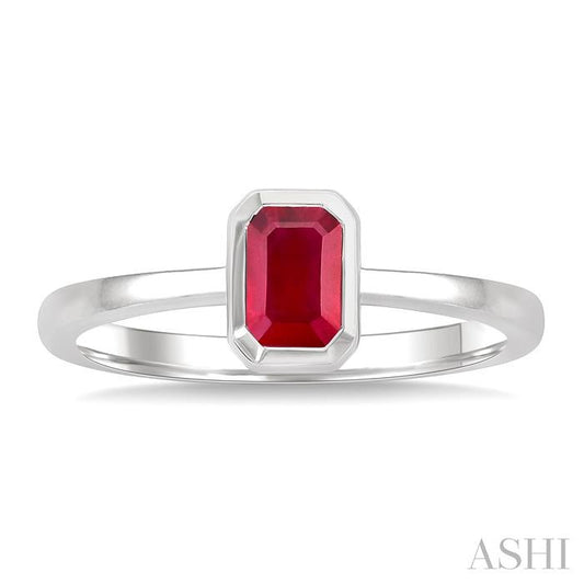 ASHI Emerald Shape Gemstone Solitaire Ring 41909PPF@RBWG-OC