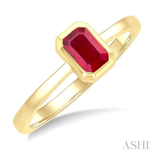 ASHI Emerald Shape Gemstone Solitaire Ring 41909PPF@RBYG-OC