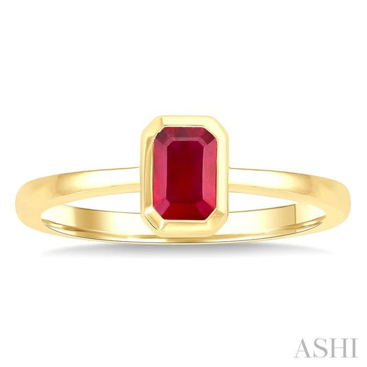 ASHI Emerald Shape Gemstone Solitaire Ring 41909PPF@RBYG-OC