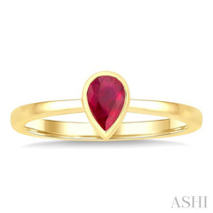 ASHI Pear Shape Gemstone Solitaire Ring 41909PPF@RBYG-PR