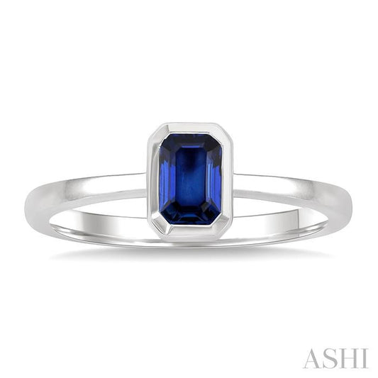 ASHI Emerald Shape Gemstone Solitaire Ring 41909PPF@SPWG-OC