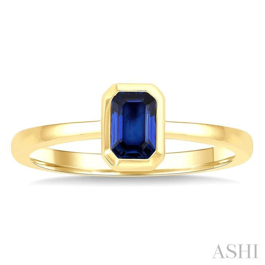 ASHI Emerald Shape Gemstone Solitaire Ring 41909PPF@SPYG-OC