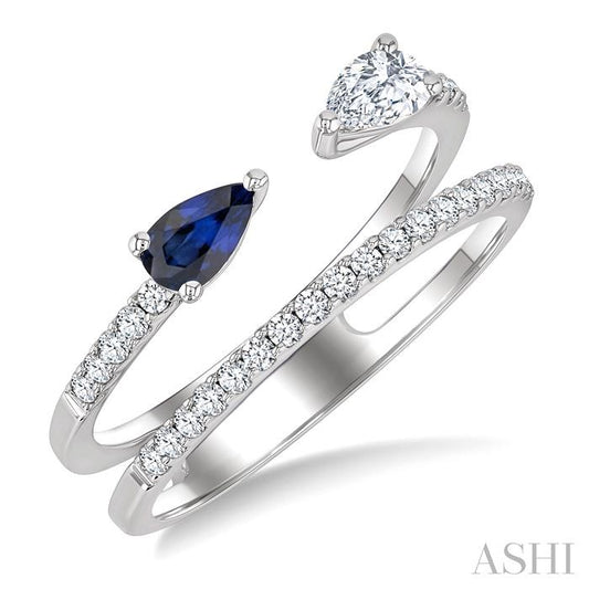 ASHI Pear Shape East-West Gemstone & Diamond Fashion Ring 41913PPFGSPWG