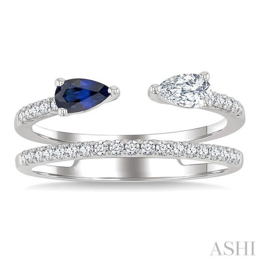 ASHI Pear Shape East-West Gemstone & Diamond Fashion Ring 41913PPFGSPWG