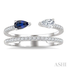 ASHI Pear Shape East-West Gemstone & Diamond Fashion Ring 41913PPFGSPWG