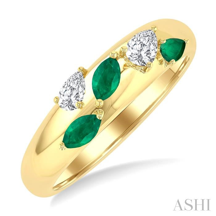 ASHI Marquise Shape Gemstone & Diamond Fashion Band 41926PPFGEMYG