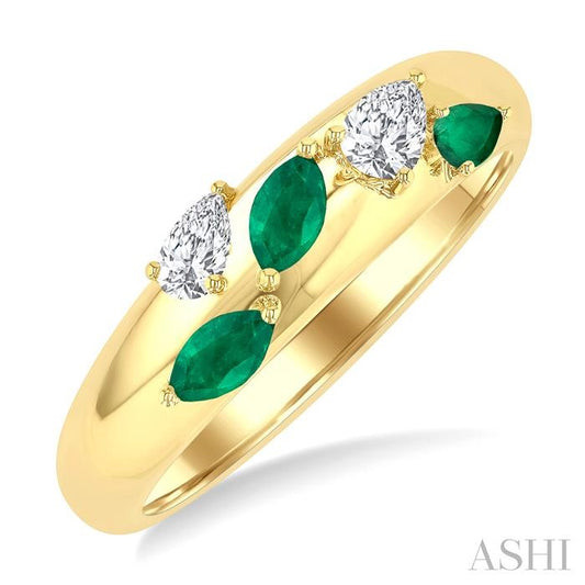 ASHI Marquise Shape Gemstone & Diamond Fashion Band 41926PPFGEMYG
