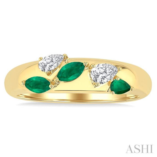 ASHI Marquise Shape Gemstone & Diamond Fashion Band 41926PPFGEMYG