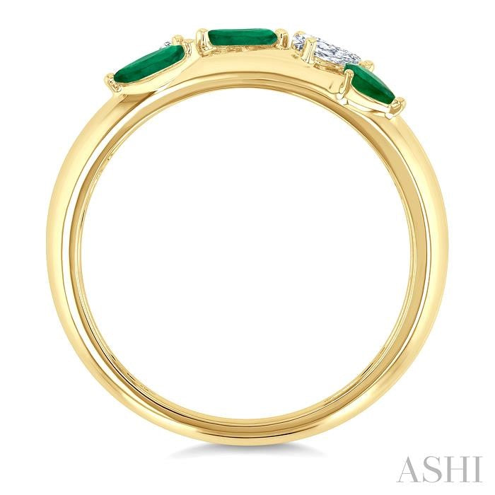 ASHI Marquise Shape Gemstone & Diamond Fashion Band 41926PPFGEMYG