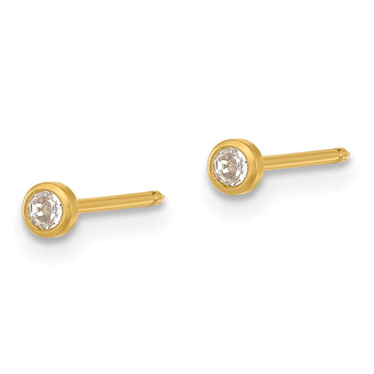 41E Inverness Stainless Steel 24K GP Crystal Bezel Post Earrings
