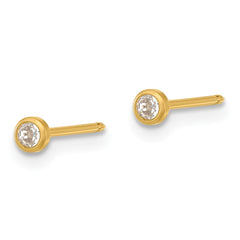 41E Inverness Stainless Steel 24K GP Crystal Bezel Post Earrings