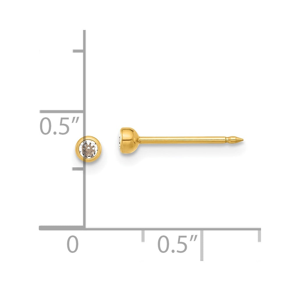 41E Inverness Stainless Steel 24K GP Crystal Bezel Post Earrings