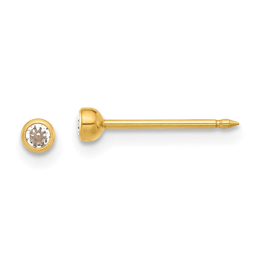 41E Inverness Stainless Steel 24K GP Crystal Bezel Post Earrings