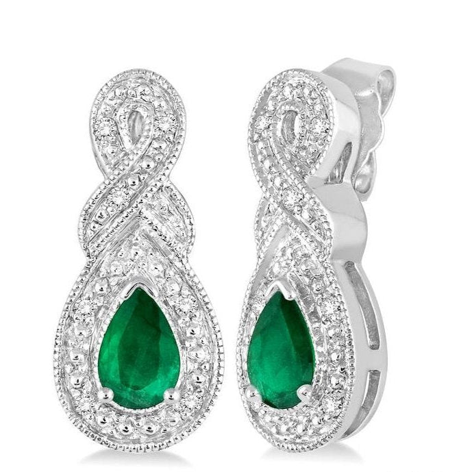 Parkplace Jewelers Silver Pear Shape Gemstone & Diamond Earrings 88649PPSSEMSLER