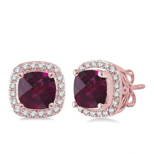 Parkplace Jewelers Cushion Shape Gemstone & Halo Diamond Earrings 61826PPFNERRHPG