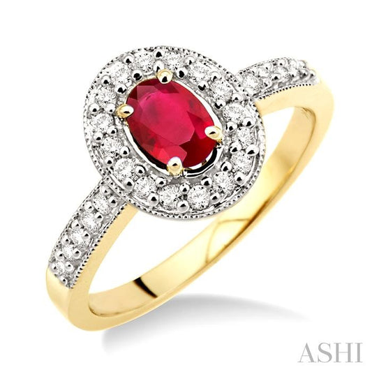 ASHI Oval Shape Gemstone & Diamond Ring 42496PPFNRB