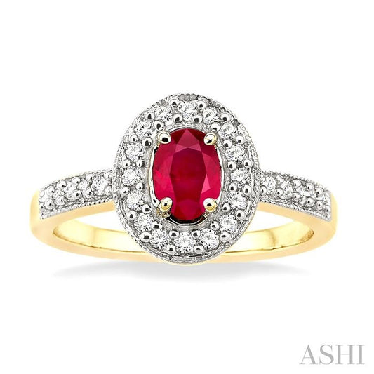 ASHI Oval Shape Gemstone & Diamond Ring 42496PPFNRB
