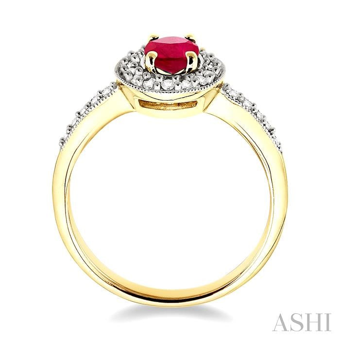 ASHI Oval Shape Gemstone & Diamond Ring 42496PPFNRB