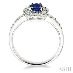 ASHI Oval Shape Gemstone & Halo Diamond Ring 42496PPFNSPW