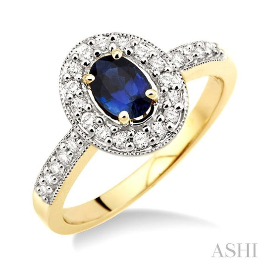 ASHI Oval Shape Gemstone & Halo Diamond Ring 42496PPFNSP