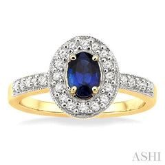 ASHI Oval Shape Gemstone & Halo Diamond Ring 42496PPFNSP