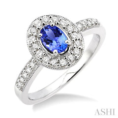 ASHI Oval Shape Gemstone & Halo Diamond Ring 42496PPFNTZW