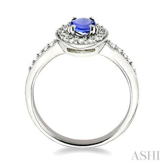 ASHI Oval Shape Gemstone & Halo Diamond Ring 42496PPFNTZW