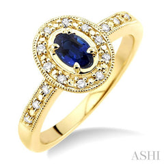 ASHI Oval Shape Gemstone & Diamond Ring 42498PPFSSPYG