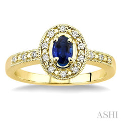 ASHI Oval Shape Gemstone & Diamond Ring 42498PPFSSPYG