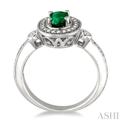 ASHI Oval Shape Gemstone & Halo Diamond Ring 42517PPFNEMWG