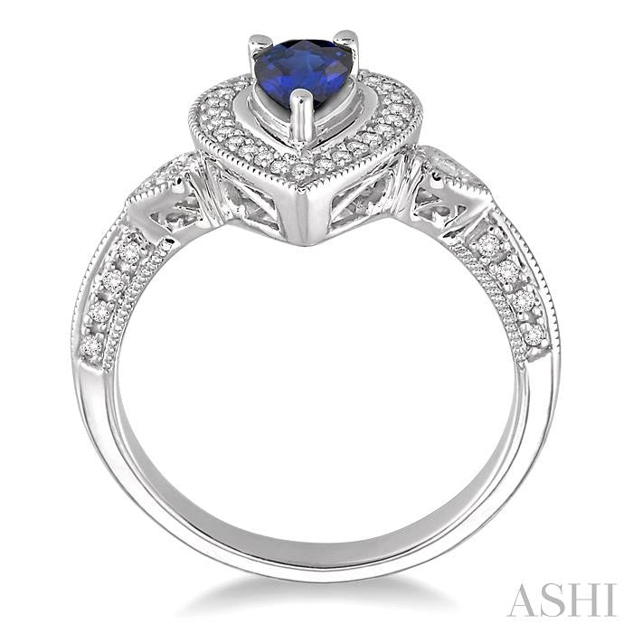 ASHI Pear Shape Gemstone & Halo Diamond Ring 42527PPFNSPWG