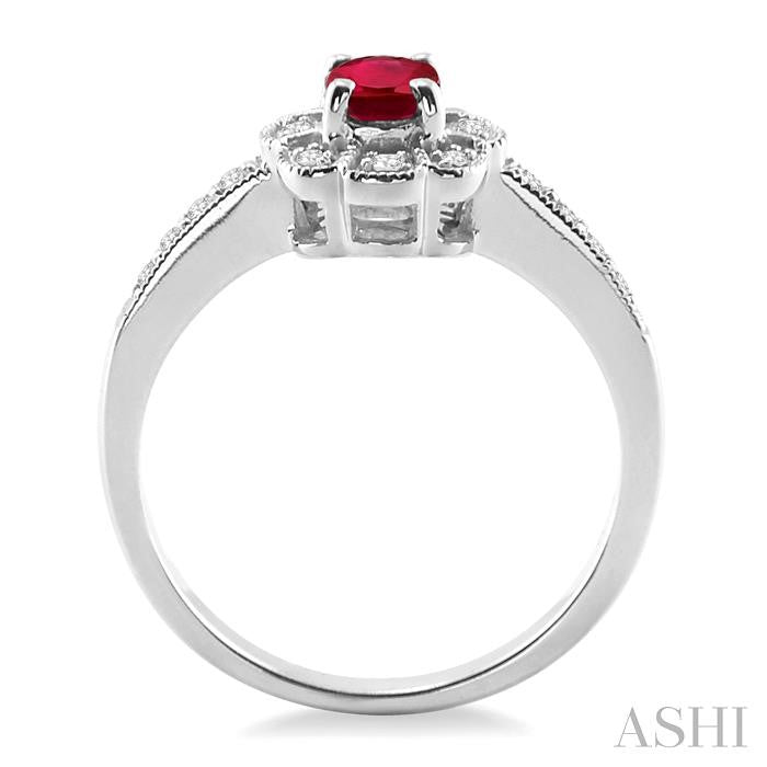 ASHI Oval Shape Gemstone & Halo Diamond Ring 42538PPFSRBWG