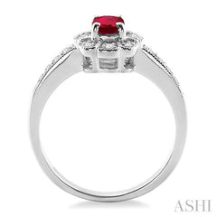 ASHI Oval Shape Gemstone & Halo Diamond Ring 42538PPFSRBWG