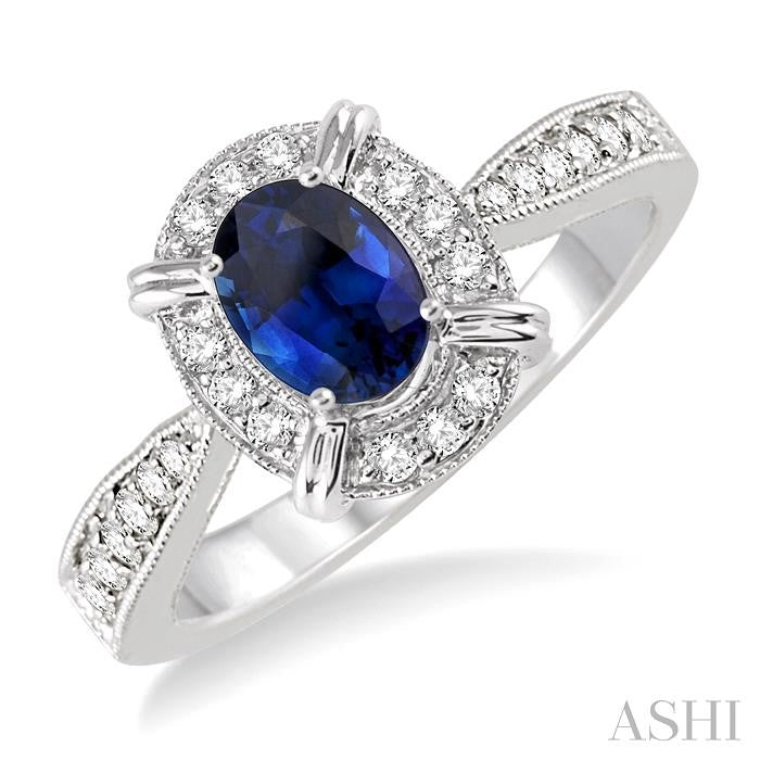 ASHI Oval Shape Gemstone & Diamond Ring 42568PPTSSPWG