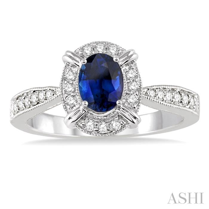 ASHI Oval Shape Gemstone & Diamond Ring 42568PPTSSPWG