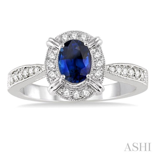 ASHI Oval Shape Gemstone & Diamond Ring 42568PPTSSPWG
